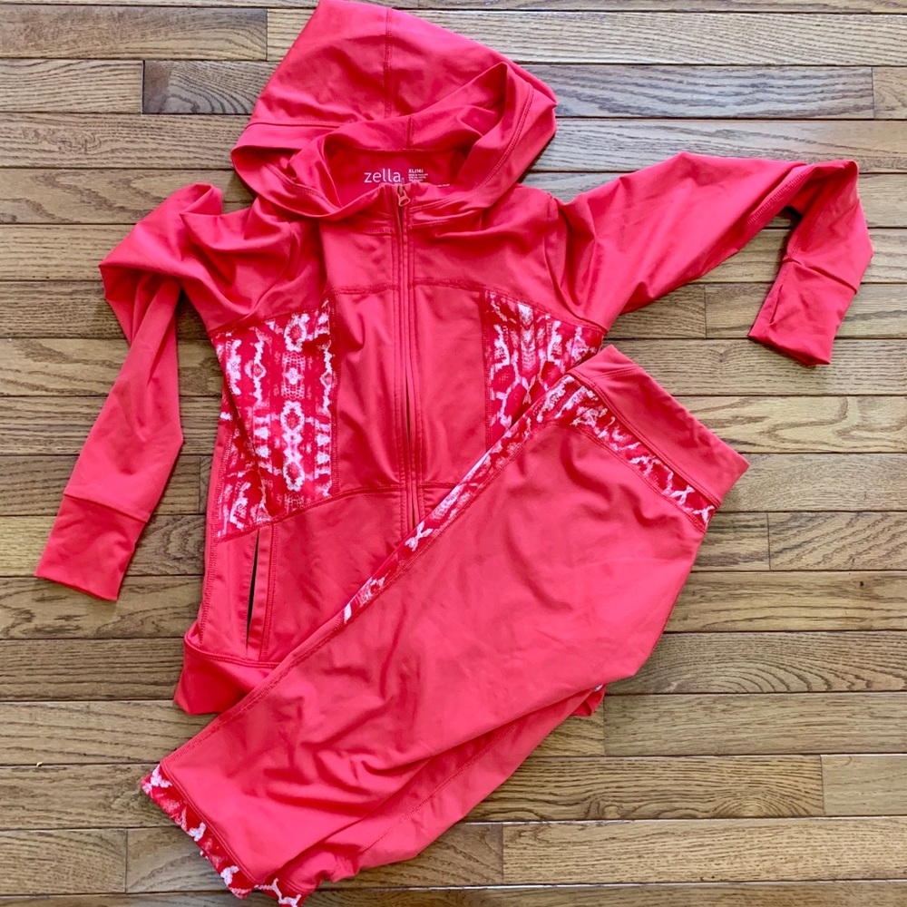 Zella Girl red yoga jacket & pants